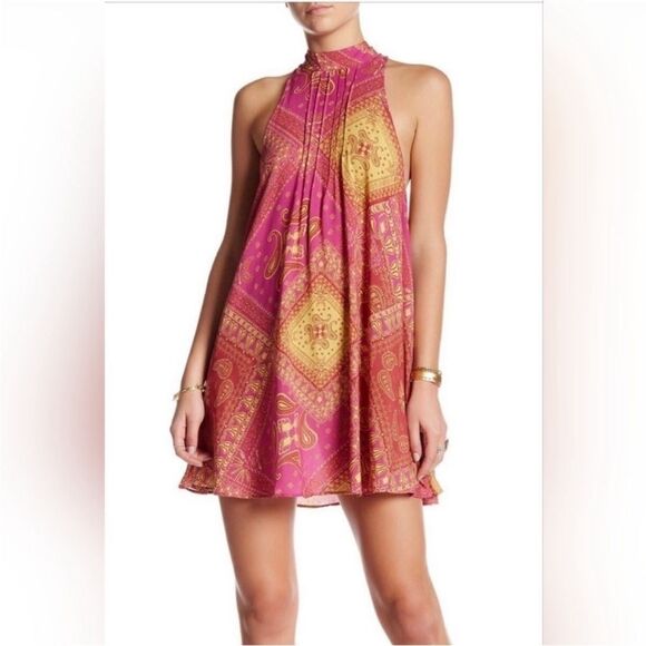 FREE PEOPLE INTIMATELY | NEW Pink & Gold Beaux Slip Dress Women’s Size X-Small - Picture 1 of 12
